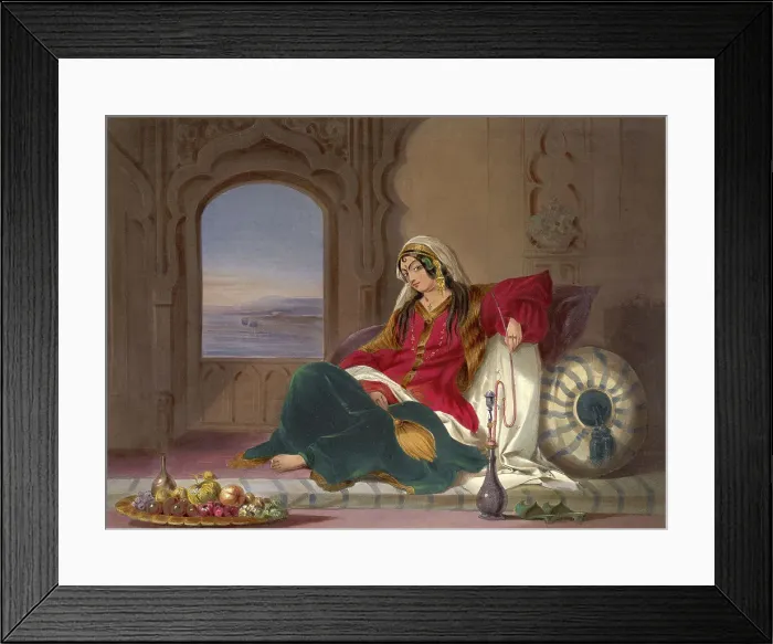 Framed Print : Kandahar Lady of Rank, Engaged in Smoking, 1848. Artist: Carrick, Robert (active Mid of 19th cen. ) Framed Print : Kandahar Lady of Rank, Engaged in Smoking, 1848. Artist: Carrick, Robert (active Mid of 19th cen. )