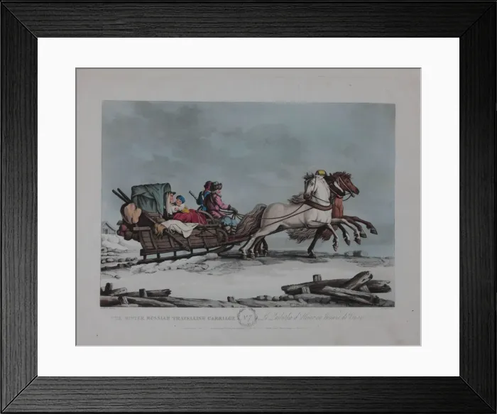 Framed Print : The Winter Russian Travelling Carriage, 1810s. Artist: Dubourg, Matthew (active 1786-1838) Framed Print : The Winter Russian Travelling Carriage, 1810s. Artist: Dubourg, Matthew (active 1786-1838)
