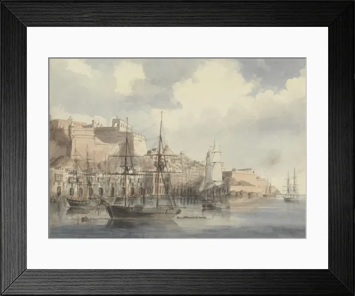 Framed Print : View at Malta, ca. 1849. Artist: Dyce, Charles Andrew (1816-1853) Framed Print : View at Malta, ca. 1849. Artist: Dyce, Charles Andrew (1816-1853)
