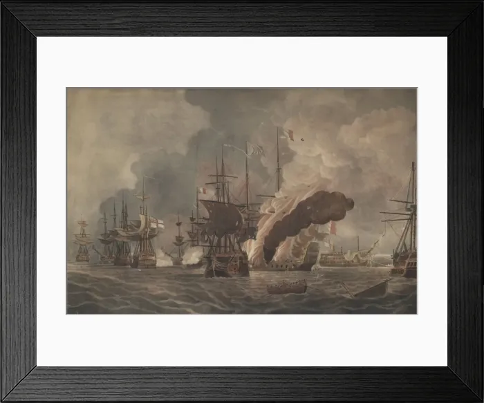 Framed Print : The Battle of the Nile, c. 1800. Artist: Edy, John William (1760-1820) Framed Print : The Battle of the Nile, c. 1800. Artist: Edy, John William (1760-1820)