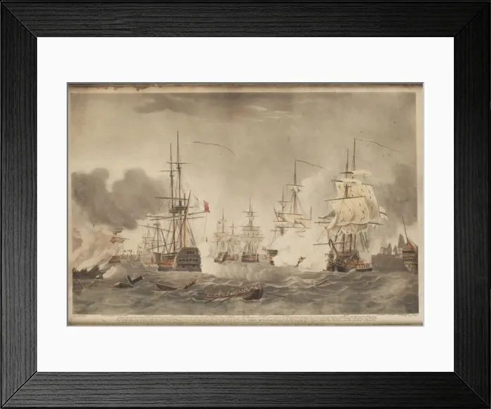 Framed Print : The Battle of the Nile, c. 1800. Artist: Edy, John William (1760-1820) Framed Print : The Battle of the Nile, c. 1800. Artist: Edy, John William (1760-1820)
