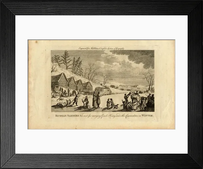 Framed Print : Russian Sleds in Winter, 1750. Artist: Anonymous Framed Print : Russian Sleds in Winter, 1750. Artist: Anonymous