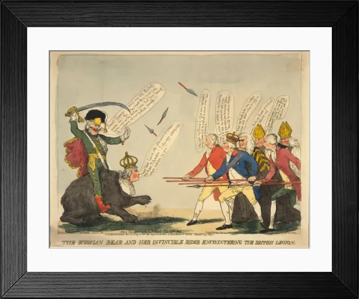 Framed Print : Russian bear and her invincible rider, 1791. Artist: Anonymous Framed Print : Russian bear and her invincible rider, 1791. Artist: Anonymous