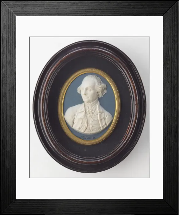 Framed Print : Captain James Cook (Wedgwood portrait medallion), ca 1776. Artist: Anonymous Framed Print : Captain James Cook (Wedgwood portrait medallion), ca 1776. Artist: Anonymous