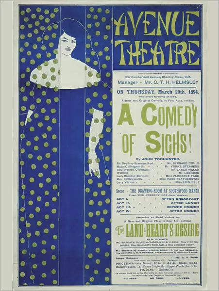 Avenue Theater, A Comedy of Sighs! (Poster), 1894. Artist: Beardsley, Aubrey (1872?1898)