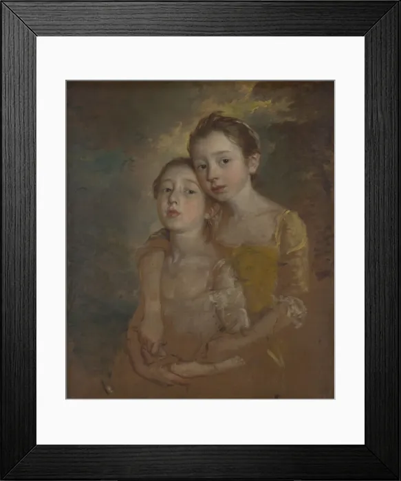 Framed Print : The Painters Daughters with a Cat, ca 1760. Artist: Gainsborough, Thomas (1727-1788) Framed Print : The Painters Daughters with a Cat, ca 1760. Artist: Gainsborough, Thomas (1727-1788)