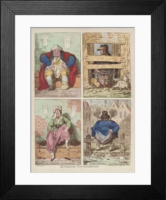 Framed Print : National conveniences, 1796. Artist: Gillray, James (1757-1815) Framed Print : National conveniences, 1796. Artist: Gillray, James (1757-1815)