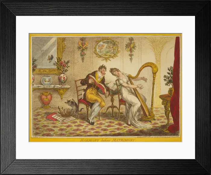 Framed Print : Harmony before Matrimony, 1805. Artist: Gillray, James (1757-1815) Framed Print : Harmony before Matrimony, 1805. Artist: Gillray, James (1757-1815)