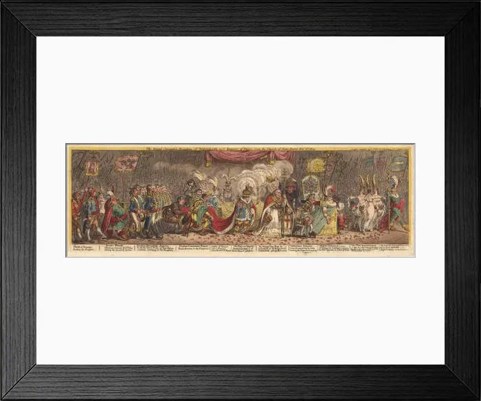 Framed Print : The Grand Coronation Procession of Napoleon the 1st Emperor of France, from the church of Notre-Dame, 1805. Artist: Gillray, James (1757-1815) Framed Print : The Grand Coronation Procession of Napoleon the 1st Emperor of France, from the church of Notre-Dame, 1805. Artist: Gillray, James (1757-1815)