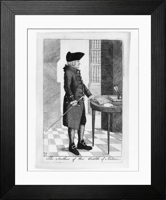 Framed Print : Portrait of Adam Smith (1723-1790) (The Author of The Wealth of nations), 1790. Artist: Kay, John (1742-1826) Framed Print : Portrait of Adam Smith (1723-1790) (The Author of The Wealth of nations), 1790. Artist: Kay, John (1742-1826)