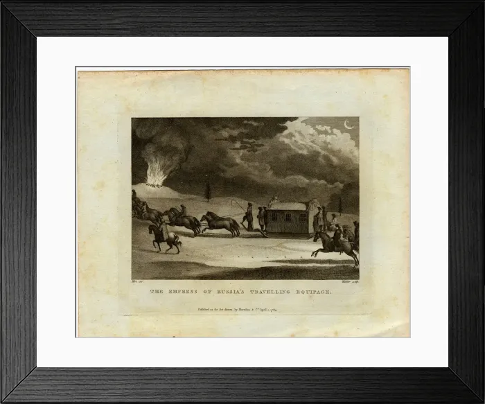 Framed Print : The Empress of Russia Travelling across the country, 1784. Artist: Metz, Conrad Martin (1755-1827) Framed Print : The Empress of Russia Travelling across the country, 1784. Artist: Metz, Conrad Martin (1755-1827)