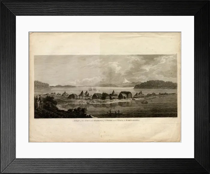 Framed Print : View of the Town and Harbour of Petropavlovsk-Kamchatsky (from the Voyage to the Pacific Ocean), 1785. Artist: Pouncey, Benjamin Thomas (active 1772-1799) Framed Print : View of the Town and Harbour of Petropavlovsk-Kamchatsky (from the Voyage to the Pacific Ocean), 1785. Artist: Pouncey, Benjamin Thomas (active 1772-1799)