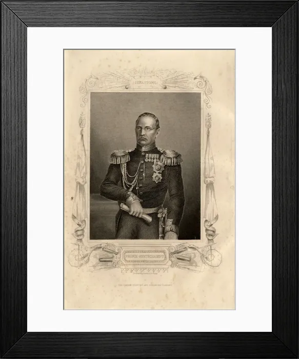 Framed Print : Portrait of Prince Mikhail Dmitrievich Gorchakov (1795-1861), 1856. Artist: Pound, Daniel J. (1810-1861?) Framed Print : Portrait of Prince Mikhail Dmitrievich Gorchakov (1795-1861), 1856. Artist: Pound, Daniel J. (1810-1861?)