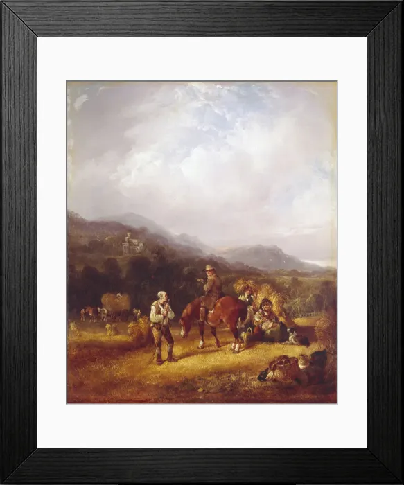 Framed Print : The Wheat Harvest. Artist: Shayer, William I (1788-1879) Framed Print : The Wheat Harvest. Artist: Shayer, William I (1788-1879)