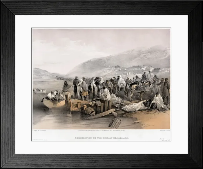 Framed Print : The Embarkation of the sick at Balaklava, 1855. Artist: Simpson, William (1832-1898) Framed Print : The Embarkation of the sick at Balaklava, 1855. Artist: Simpson, William (1832-1898)