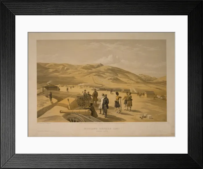Framed Print : Highland Brigade camp, 1855. Artist: Simpson, William (1832-1898) Framed Print : Highland Brigade camp, 1855. Artist: Simpson, William (1832-1898)