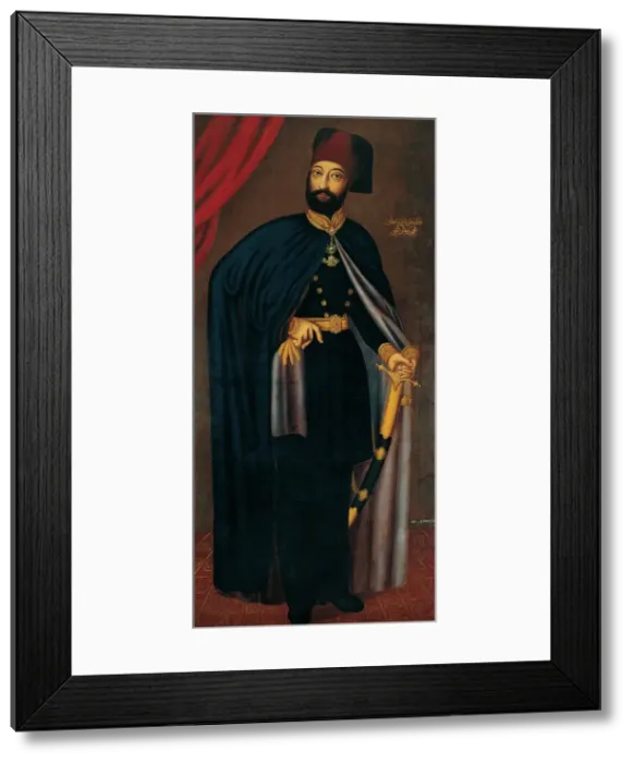 Framed Print : Portrait of Mahmud II (1785-1839), Sultan of the Ottoman Empire, after 1828. Artist: Karantzoulas, Athanasios (active 19th century)