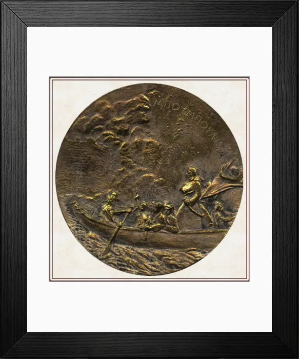 Framed Print : Laskarina Bouboulina, heroine of the Greek War of Independence (Commemorative medal), 1930. Artist: Anonymous