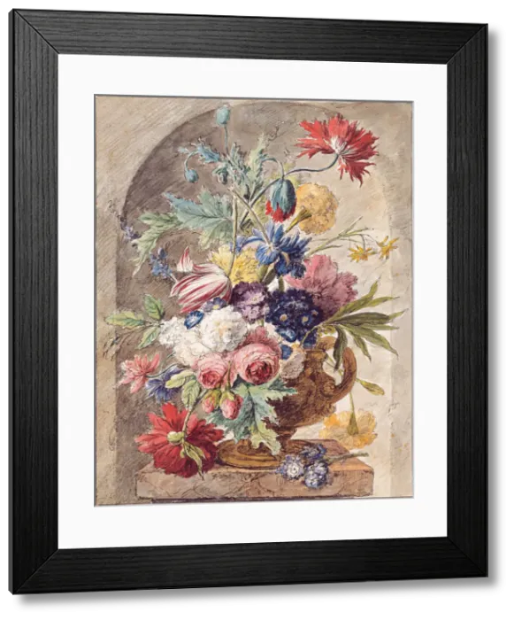 Framed Print : Flower Still Life, ca 1734. Artist: Huysum, Jan, van (1682-1749) Framed Print : Flower Still Life, ca 1734. Artist: Huysum, Jan, van (1682-1749)