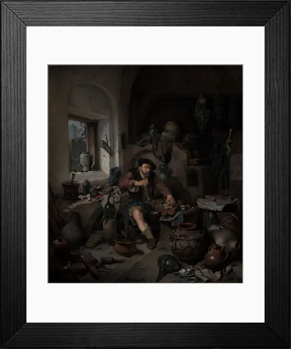 Framed Print : The Alchemist, 1663. Artist: Bega, Cornelis Pietersz. (1631 / 2-1664) Framed Print : The Alchemist, 1663. Artist: Bega, Cornelis Pietersz. (1631 / 2-1664)