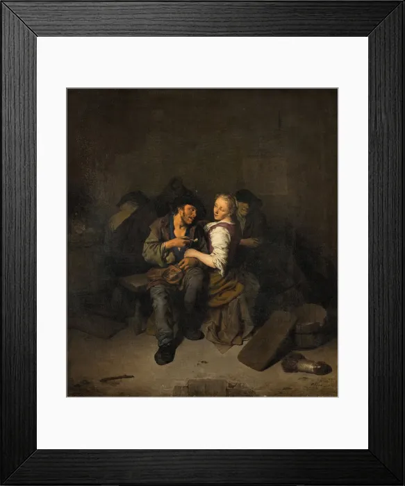 Framed Print : Young Couple in a Tavern, 1661. Artist: Bega, Cornelis Pietersz. (1631 / 2-1664) Framed Print : Young Couple in a Tavern, 1661. Artist: Bega, Cornelis Pietersz. (1631 / 2-1664)