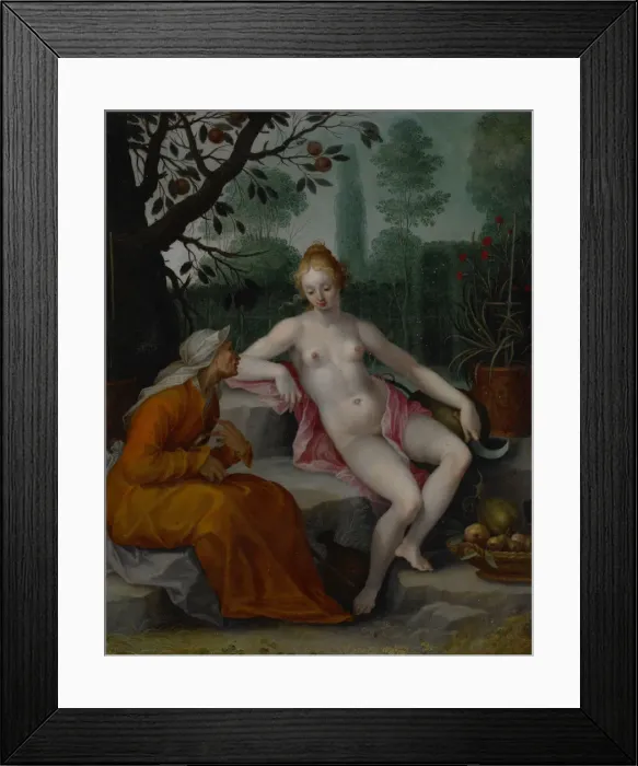 Framed Print : Vertumnus and Pomona, c. 1605. Artist: Bloemaert, Abraham (1566-1651) Framed Print : Vertumnus and Pomona, c. 1605. Artist: Bloemaert, Abraham (1566-1651)