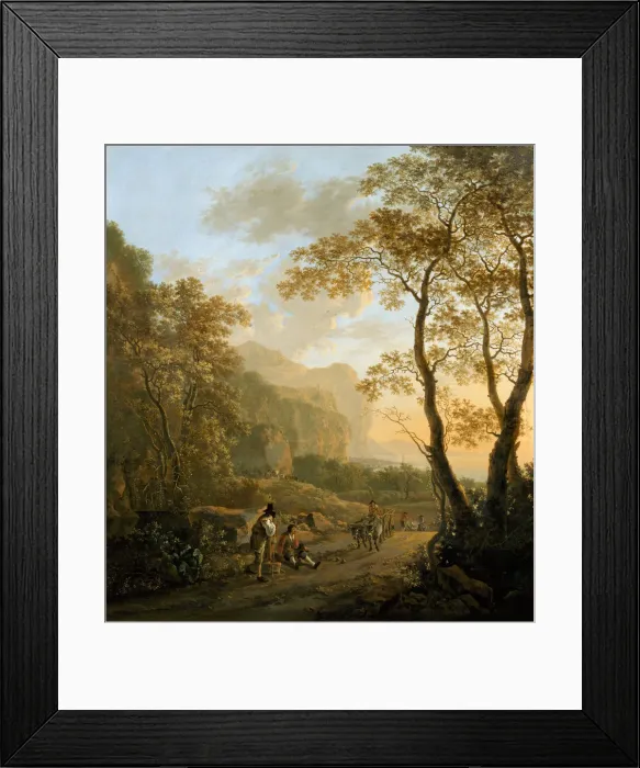 Framed Print : Landscape with Resting Travellers and Oxcart, c. 1645. Artist: Both, Jan Dirksz (ca 1618-1652) Framed Print : Landscape with Resting Travellers and Oxcart, c. 1645. Artist: Both, Jan Dirksz (ca 1618-1652)