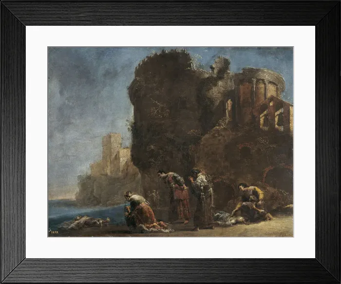 Framed Print : Hecuba mourning, c. 1630. Artist: Bramer, Leonaert (1596-1674) Framed Print : Hecuba mourning, c. 1630. Artist: Bramer, Leonaert (1596-1674)