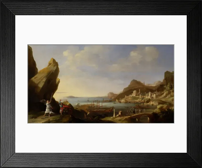 Framed Print : Coastal Landscape with Balaam and the Ass, 1634. Artist: Breenbergh, Bartholomeus (1598-1657) Framed Print : Coastal Landscape with Balaam and the Ass, 1634. Artist: Breenbergh, Bartholomeus (1598-1657)