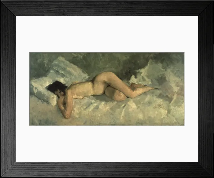 Framed Print : Reclining nude, ca 1887. Artist: Breitner, George Hendrik (1857-1923) Framed Print : Reclining nude, ca 1887. Artist: Breitner, George Hendrik (1857-1923)
