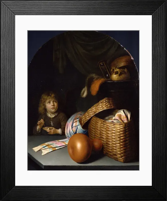 Framed Print : Still Life with a Boy Blowing Soap-bubbles, c. 1635. Artist: Dou, Gerard (Gerrit) (1613-1675) Framed Print : Still Life with a Boy Blowing Soap-bubbles, c. 1635. Artist: Dou, Gerard (Gerrit) (1613-1675)
