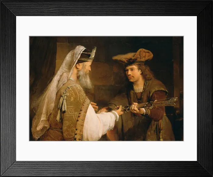 Framed Print : Ahimelech giving the sword of Goliath to David, 1680s. Artist: Gelder, Aert de (1645-1727) Framed Print : Ahimelech giving the sword of Goliath to David, 1680s. Artist: Gelder, Aert de (1645-1727)