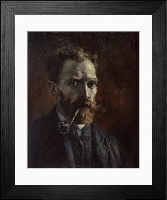 Framed Print : Self-portrait with pipe, 1886. Artist: Gogh, Vincent, van (1853-1890) Framed Print : Self-portrait with pipe, 1886. Artist: Gogh, Vincent, van (1853-1890)