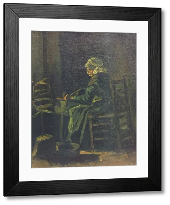 Framed Print : Woman at the Spinning Wheel, 1885. Artist: Gogh, Vincent, van (1853-1890) Framed Print : Woman at the Spinning Wheel, 1885. Artist: Gogh, Vincent, van (1853-1890)