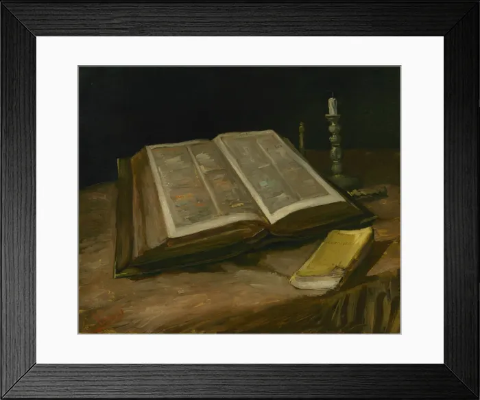 Framed Print : Still Life with Open Bible, 1885. Artist: Gogh, Vincent, van (1853-1890) Framed Print : Still Life with Open Bible, 1885. Artist: Gogh, Vincent, van (1853-1890)