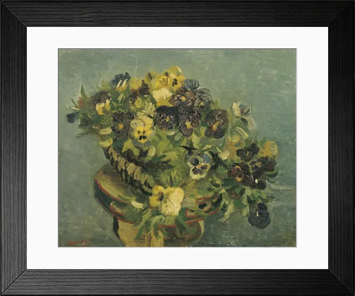 Framed Print : Basket of pansies on a small table, 1887. Artist: Gogh, Vincent, van (1853-1890) Framed Print : Basket of pansies on a small table, 1887. Artist: Gogh, Vincent, van (1853-1890)