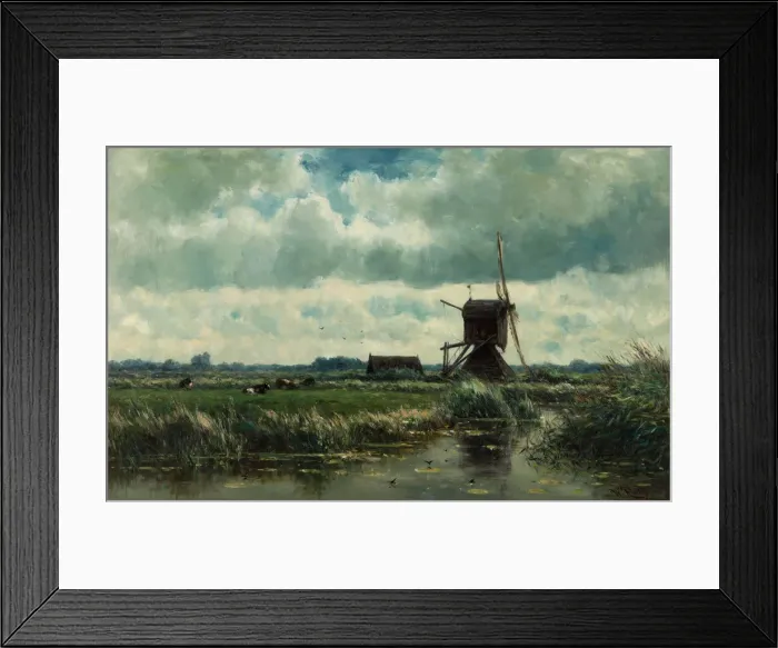 Framed Print : Polder landscape with windmill near Abcoude, c. 1870. Artist: Roelofs, Willem (1822-1897) Framed Print : Polder landscape with windmill near Abcoude, c. 1870. Artist: Roelofs, Willem (1822-1897)