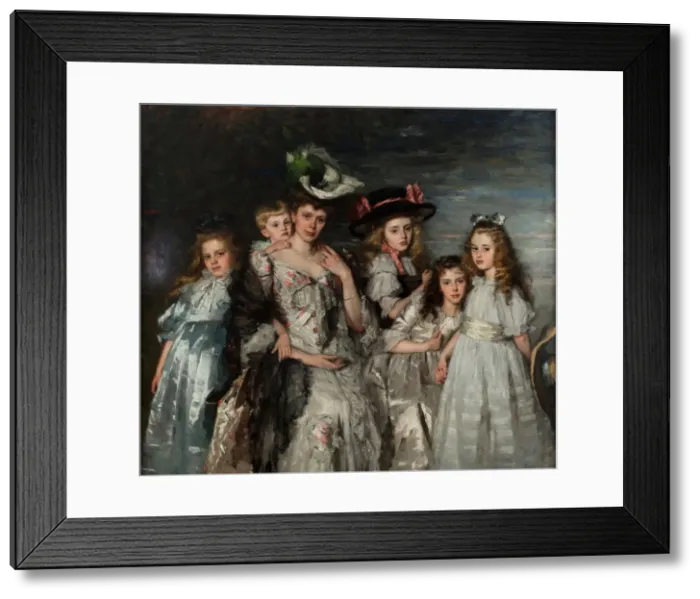 Framed Print : Portrait of Aleida Gijsberta Maria van Ogtrop-Hanlo (1871-1944) and her five children, 1906. Artist: Schwartze, Therese (1851-1918) Framed Print : Portrait of Aleida Gijsberta Maria van Ogtrop-Hanlo (1871-1944) and her five children, 1906. Artist: Schwartze, Therese (1851-1918)