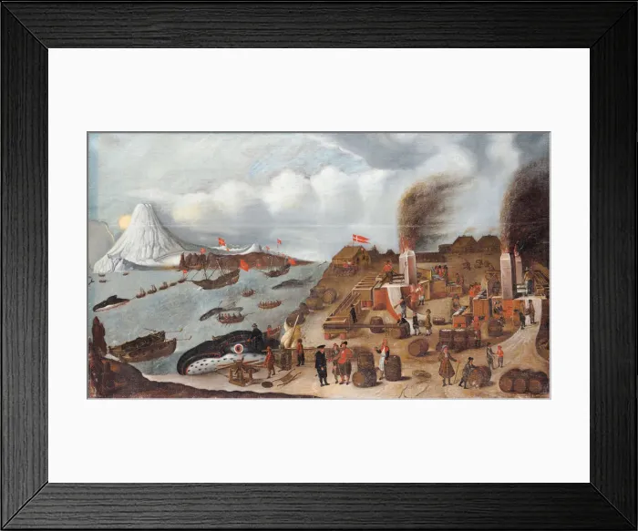 Framed Print : Danish Whaling Station, 1634. Artist: Speeck, Abraham (active 17th century) Framed Print : Danish Whaling Station, 1634. Artist: Speeck, Abraham (active 17th century)
