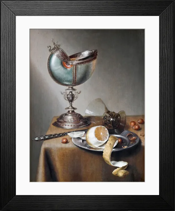 Framed Print : Still-Life with Nautilus Cup. Artist: Stomme, Marten Boelema de (1611-1644) Framed Print : Still-Life with Nautilus Cup. Artist: Stomme, Marten Boelema de (1611-1644)