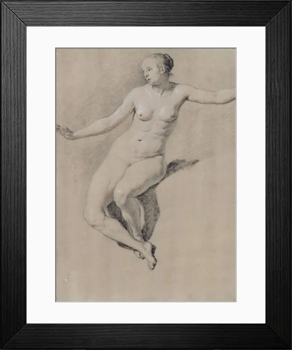 Framed Print : Seated female nude. Artist: Velde, Adriaen, van de (1636-1672) Framed Print : Seated female nude. Artist: Velde, Adriaen, van de (1636-1672)
