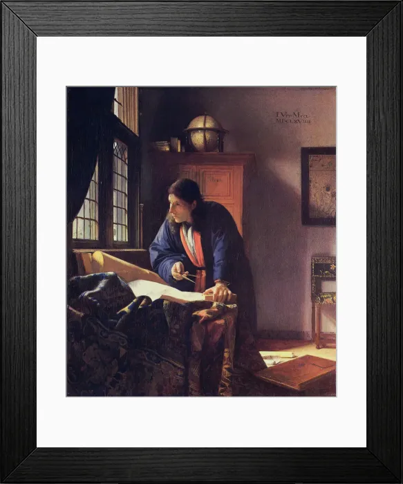 Framed Print : The Geographer, 1668-1669. Artist: Vermeer, Jan (Johannes) (1632-1675) Framed Print : The Geographer, 1668-1669. Artist: Vermeer, Jan (Johannes) (1632-1675)