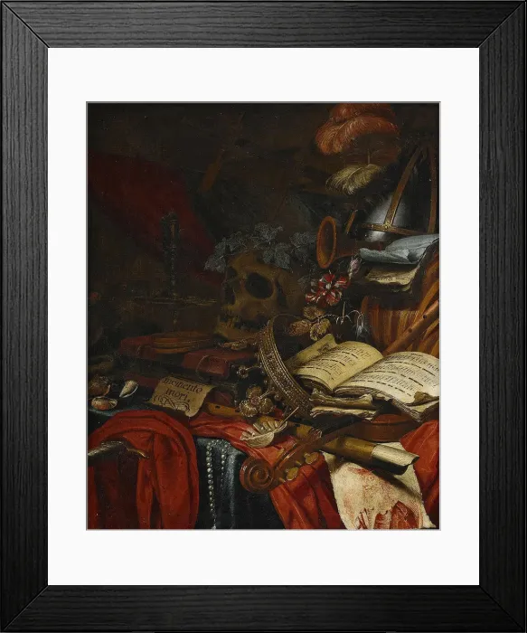 Framed Print : Memento mori. Artist: Vinne, Vincent Laurensz, van der (1629-1702) Framed Print : Memento mori. Artist: Vinne, Vincent Laurensz, van der (1629-1702)