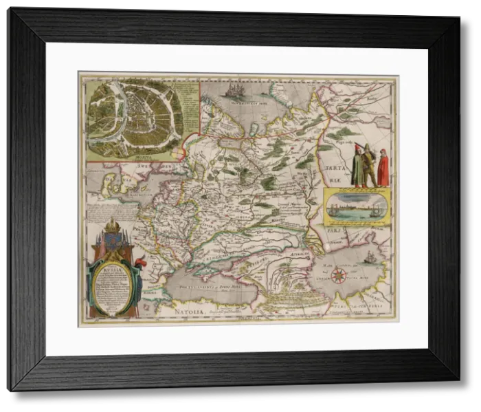 Framed Print : Map of Russia and Moscow (From: Theatrum Orbis Terrarum... ), 1645. Artist: Blaeu, Willem Janszoon (1571-1638) Framed Print : Map of Russia and Moscow (From: Theatrum Orbis Terrarum... ), 1645. Artist: Blaeu, Willem Janszoon (1571-1638)