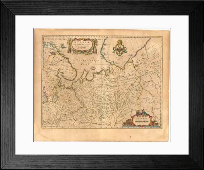 Framed Print : Map of Russia (From: Theatrum Orbis Terrarum... ), 1645. Artist: Blaeu, Willem Janszoon (1571-1638) Framed Print : Map of Russia (From: Theatrum Orbis Terrarum... ), 1645. Artist: Blaeu, Willem Janszoon (1571-1638)