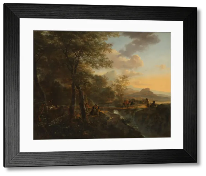 Framed Print : Italian Landscape with Draftsman, c. 1650. Artist: Both, Jan Dirksz (ca 1618-1652) Framed Print : Italian Landscape with Draftsman, c. 1650. Artist: Both, Jan Dirksz (ca 1618-1652)