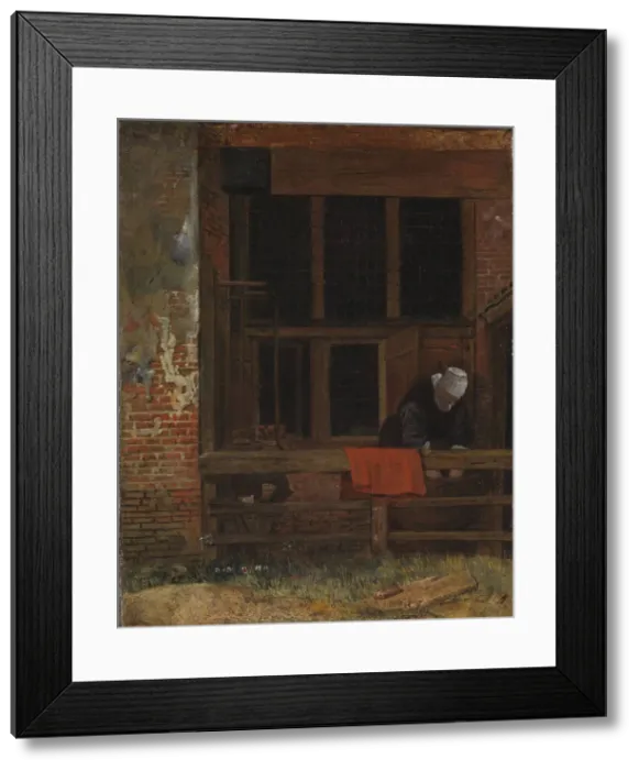 Framed Print : A courtyard, c. 1660. Artist: Boursse, Esaias (1631-1672) Framed Print : A courtyard, c. 1660. Artist: Boursse, Esaias (1631-1672)