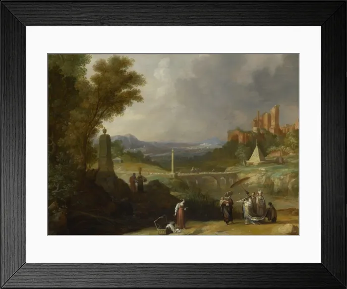 Framed Print : The Finding of the Infant Moses by Pharaohs Daughter, 1636. Artist: Breenbergh, Bartholomeus (1598-1657) Framed Print : The Finding of the Infant Moses by Pharaohs Daughter, 1636. Artist: Breenbergh, Bartholomeus (1598-1657)