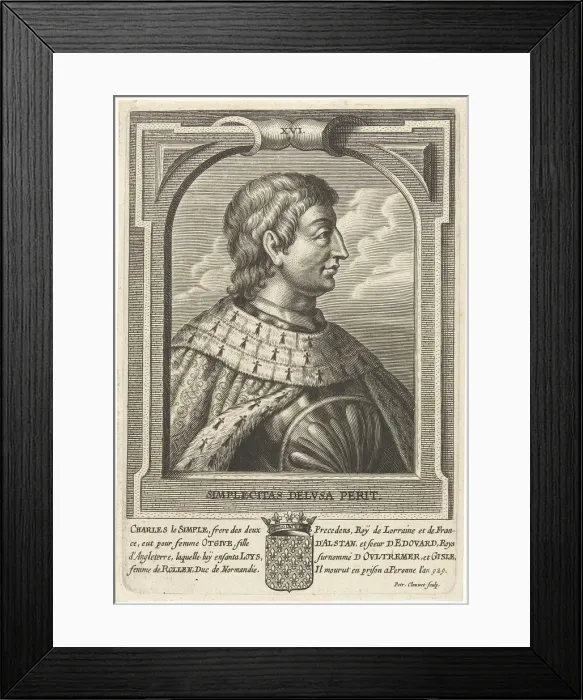 Framed Print : Charles III the Simple, King of Western Francia. Artist: Clouwet, Petrus (1629-1670) Framed Print : Charles III the Simple, King of Western Francia. Artist: Clouwet, Petrus (1629-1670)