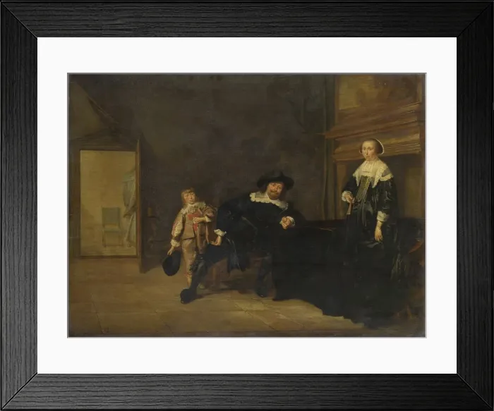Framed Print : Portrait of a Man, a Woman and a Boy in a Room, 1640. Artist: Codde, Pieter (1599-1678)